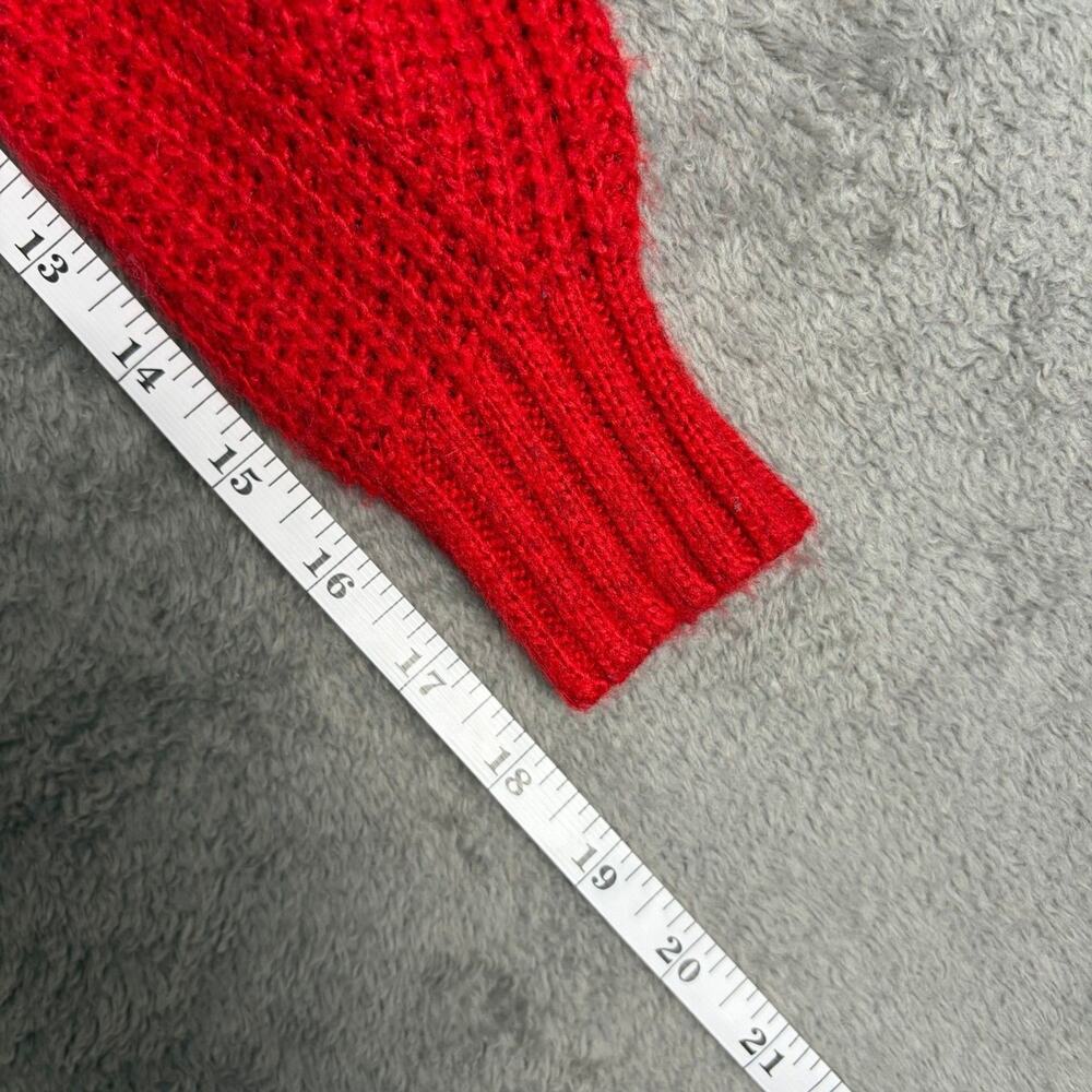 American Eagle Knit Crewneck Sweater Women's XXS Red Oversized Cozycore Academia - Picture 7 of 8